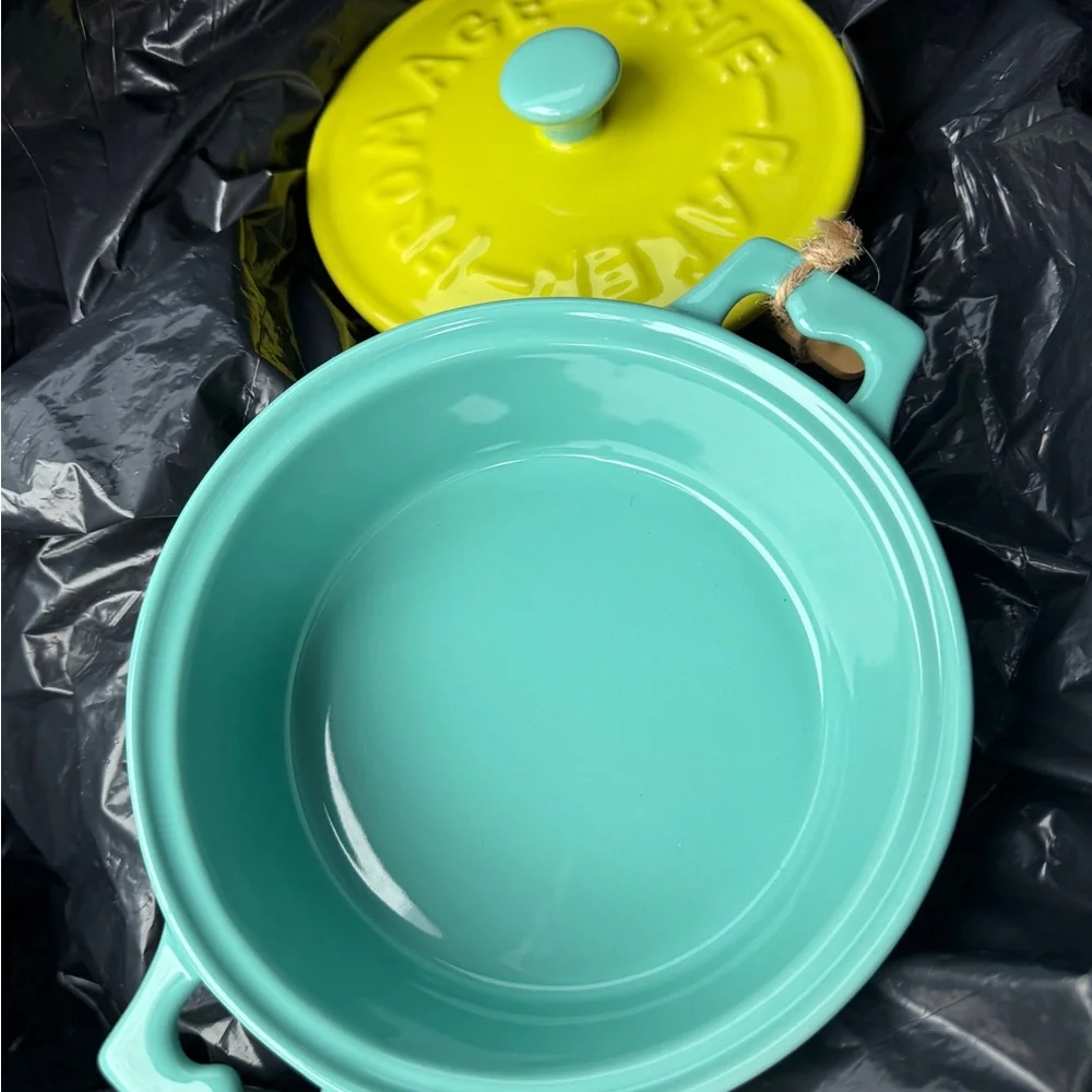 Vibrant Yellow and Blue Cheese Baker